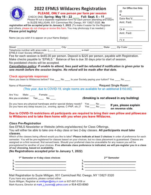 WILDACRES 2022 REGISTRATION FORM